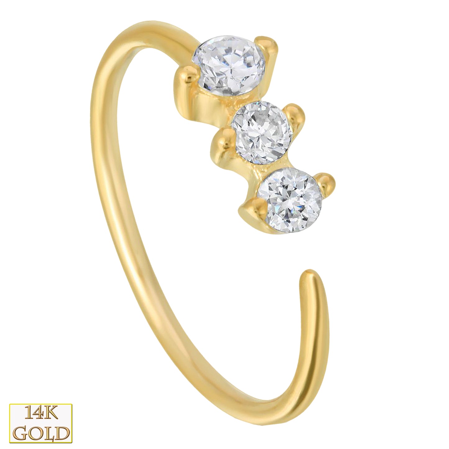 14k Solid Yellow Gold Diamonds Twist Open Hoop Piercing, GH/SI1 Prong Setting, High-Quality Jewelry, Sexy Jewelz, Los Angeles