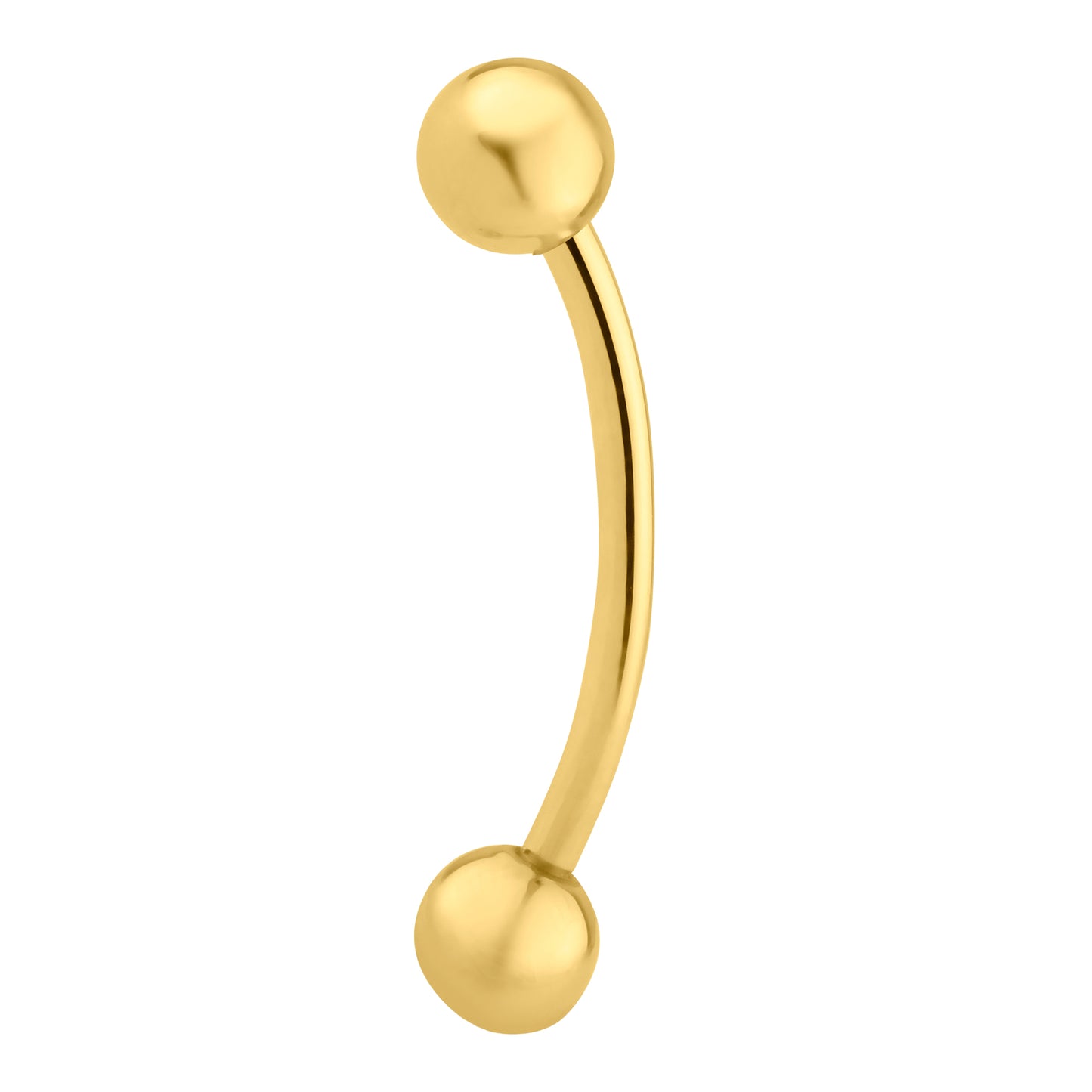 14k Solid Gold Plain Ball Eyebrow Barbell