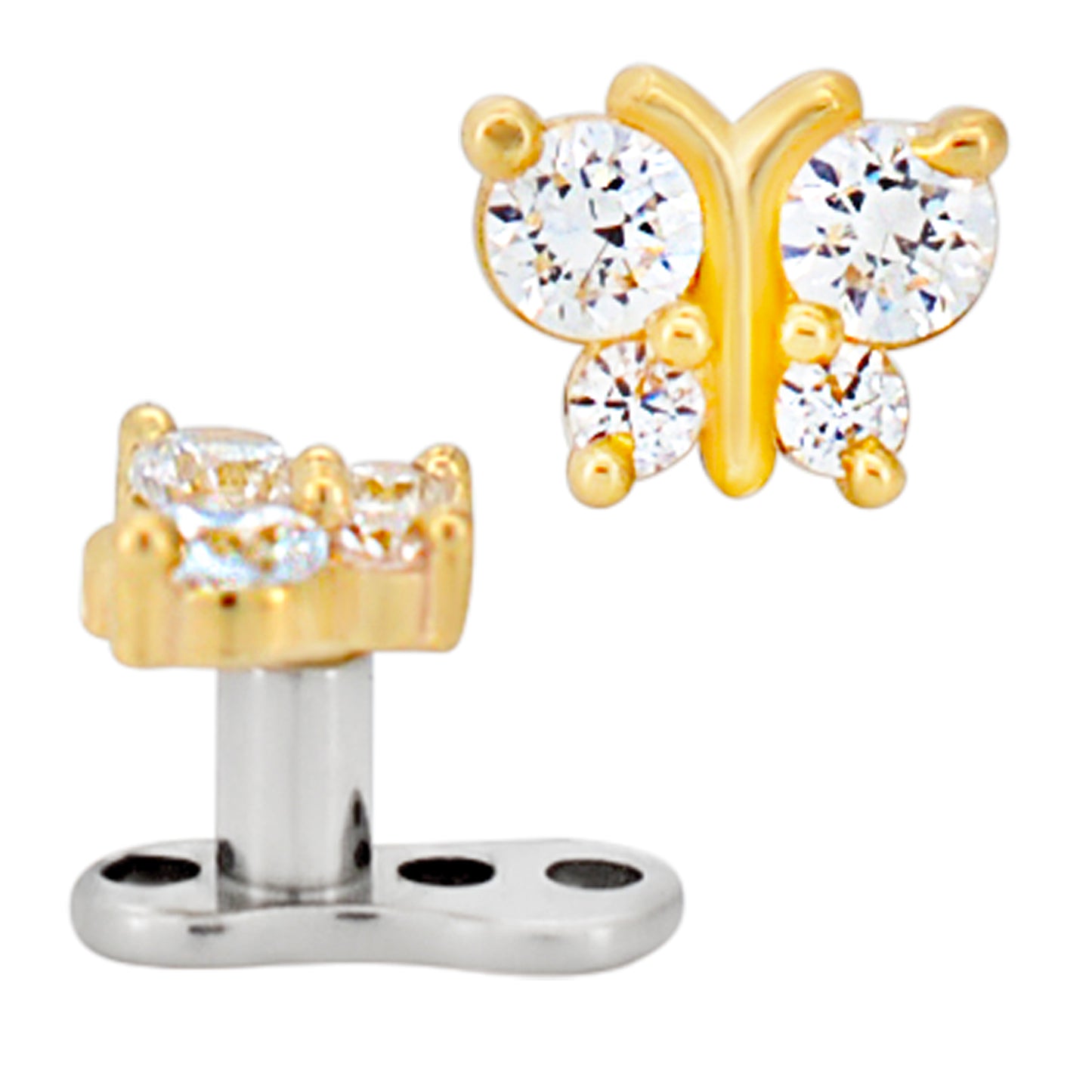 14k Gold Butterfly Dermal Top with Titanium Dermal Anchor