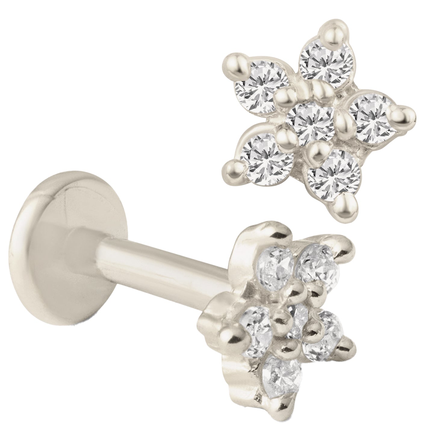 14k Yellow Gold Five Petal Flower / Star Labret