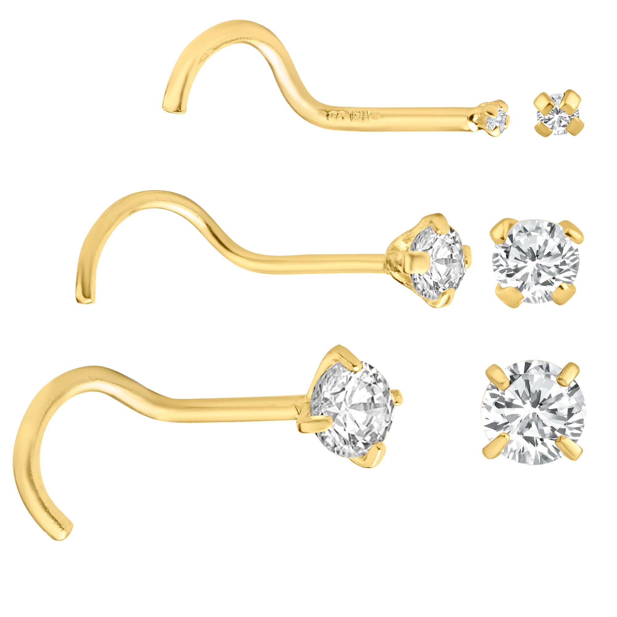 thumbnail image 2 of 20G Simulated Diamond Nose Stud – Rose Gold IP – Screw Twist – Cartilage & Lobe, Unisex 2 of 4
