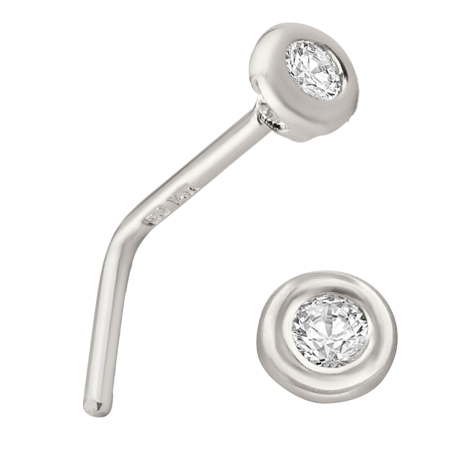 14k Solid Gold L-Shaped Bezel Prong Round