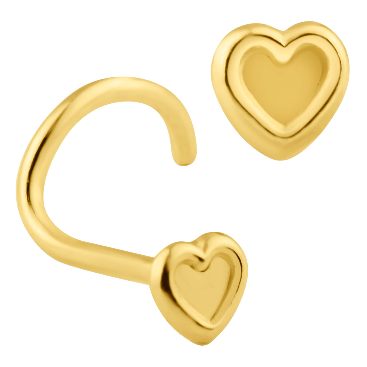 14k Yellow Gold Beveled Heart Nose Screw