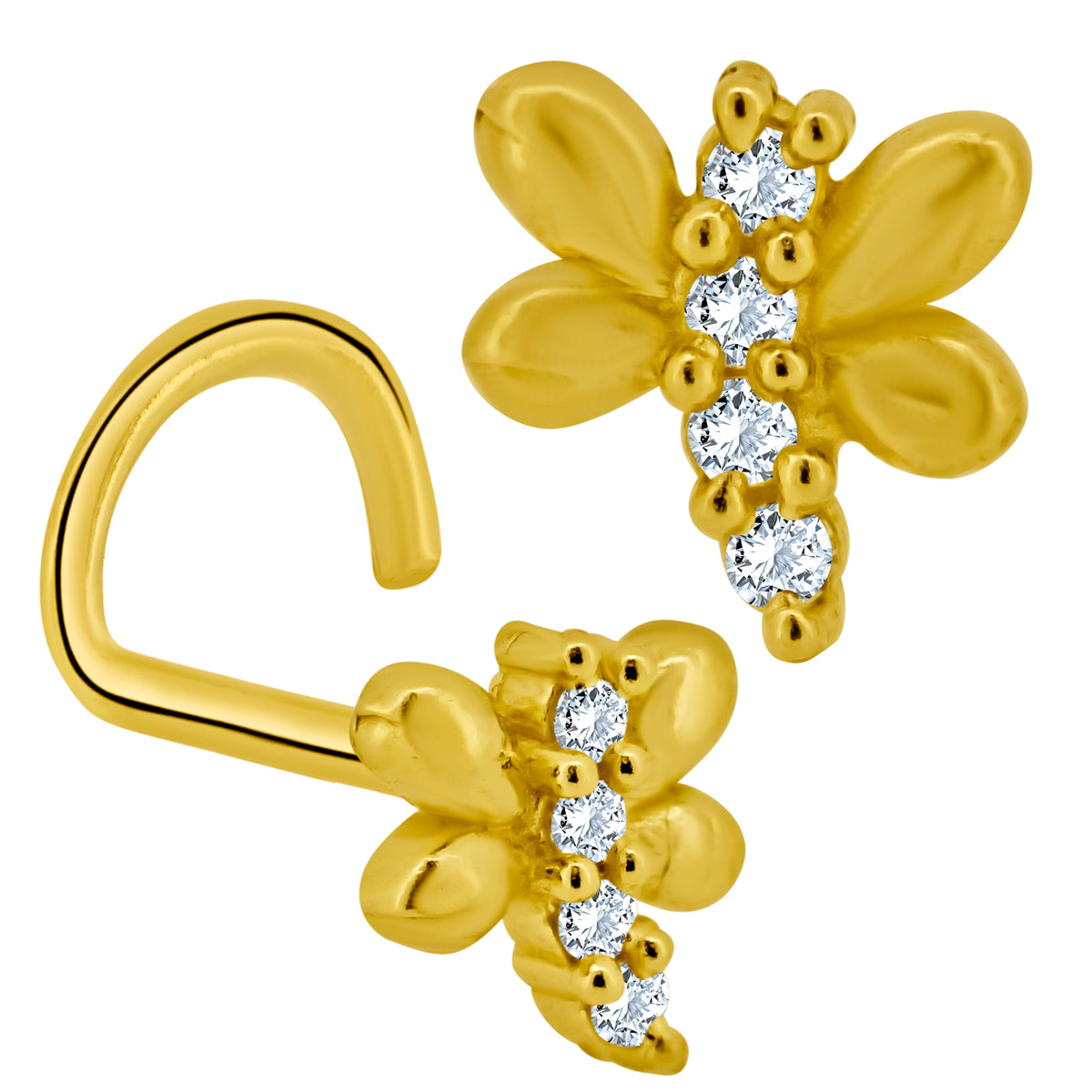 14k Yellow Gold Dragonfly Nose Screw