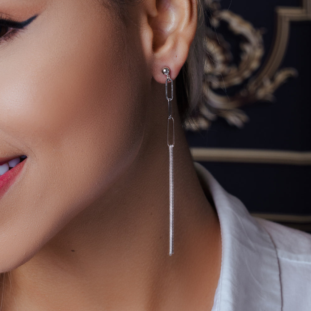 Sterling Silver Paper Clip Earrings, Dangling Drops, Push Backing, Modern Jewelry, Simple and Chic, Sexy Jewelz, Los Angeles