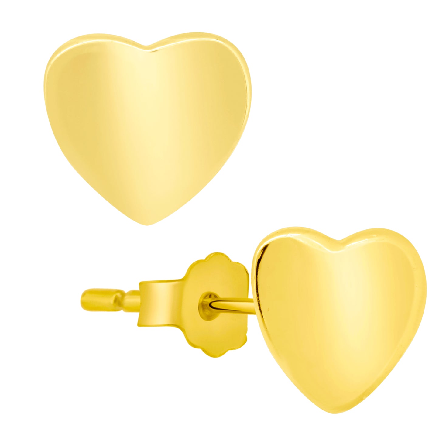 Heart Shaped Sterling Silver Stud Earrings, Push-Back Closure, Minimalist Fashion, Gift Idea