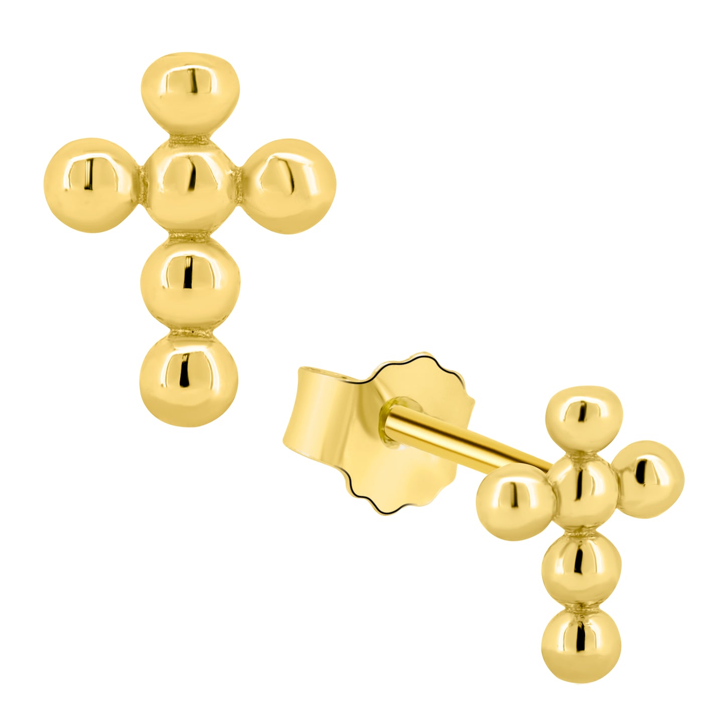 Beaded Cross Design Earrings, Sterling Silver Imitation, Push Backing, Statement Jewelry