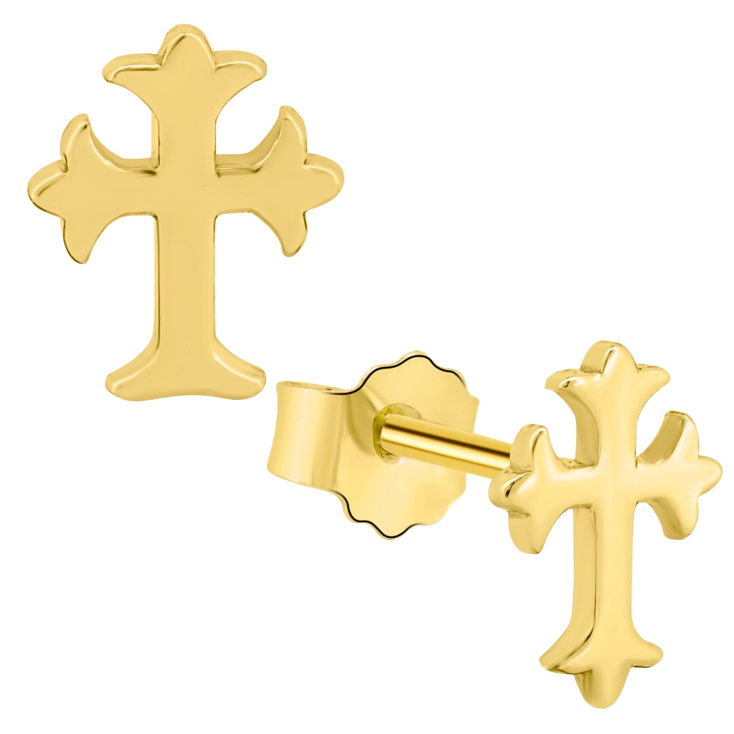 925 Sterling Silver Earring Cross Push Backing, Religious Jewelry, Minimalist Earrings, Dainty Style, Gift for Her