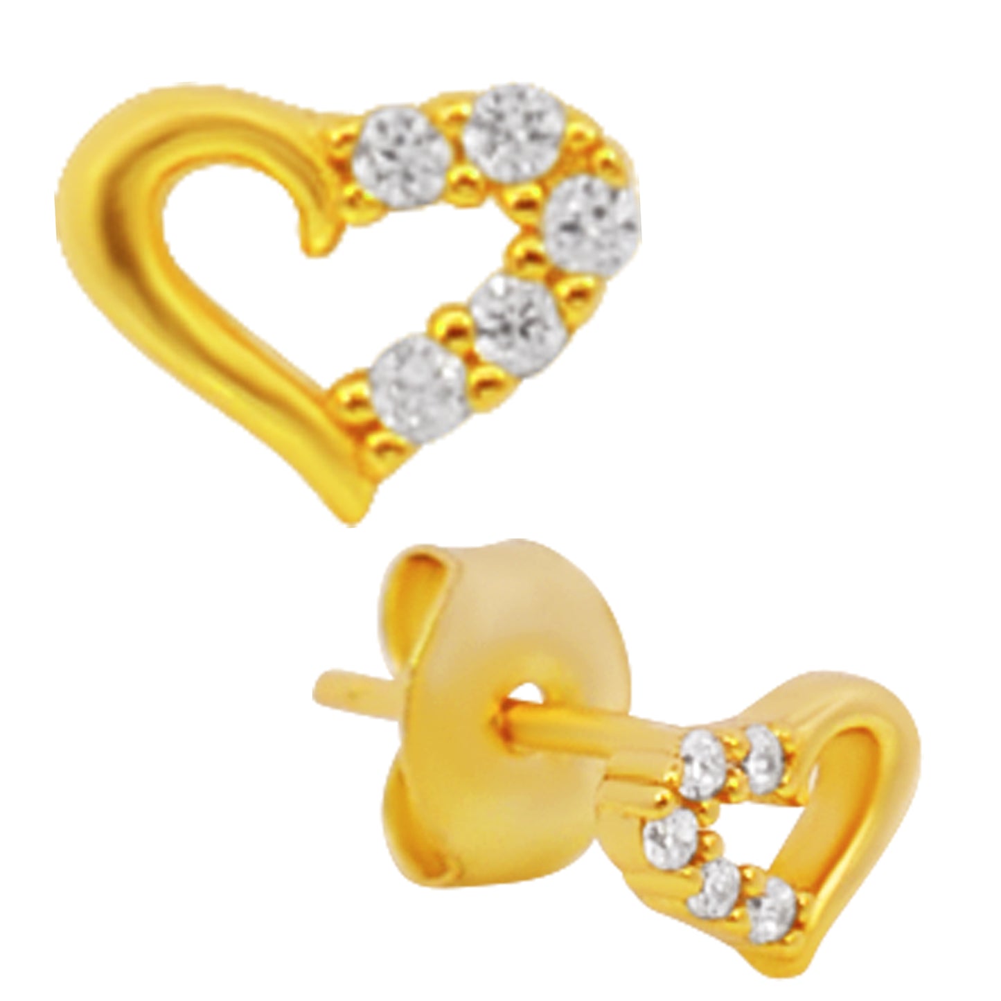 Romantic Heart Hollow Earrings, Sterling Silver CZ Studs, Push Backing, Sparkling Zirconia, Gift for Women