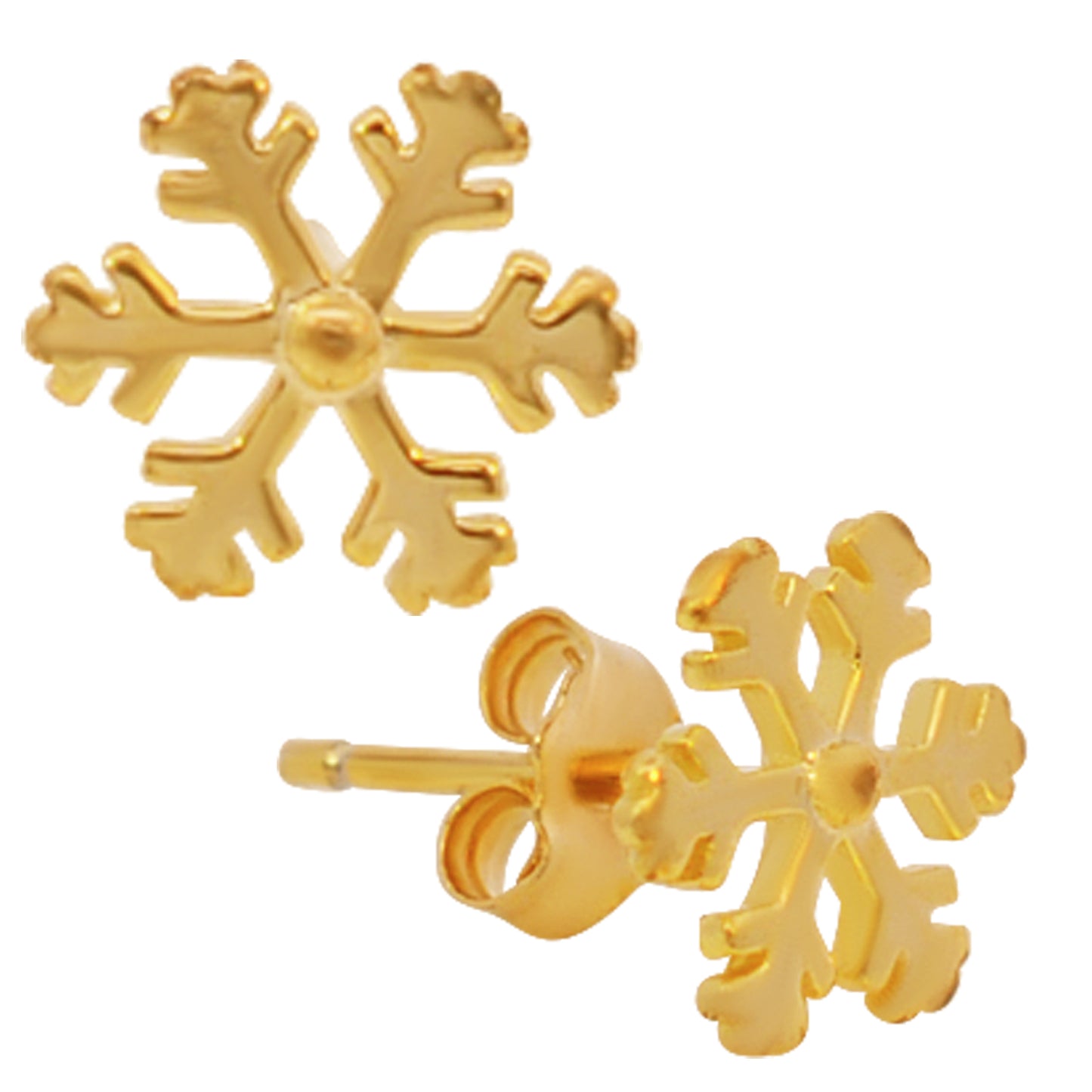 925 Sterling Silver Snowflakes Design Earrings Stud Push Backing