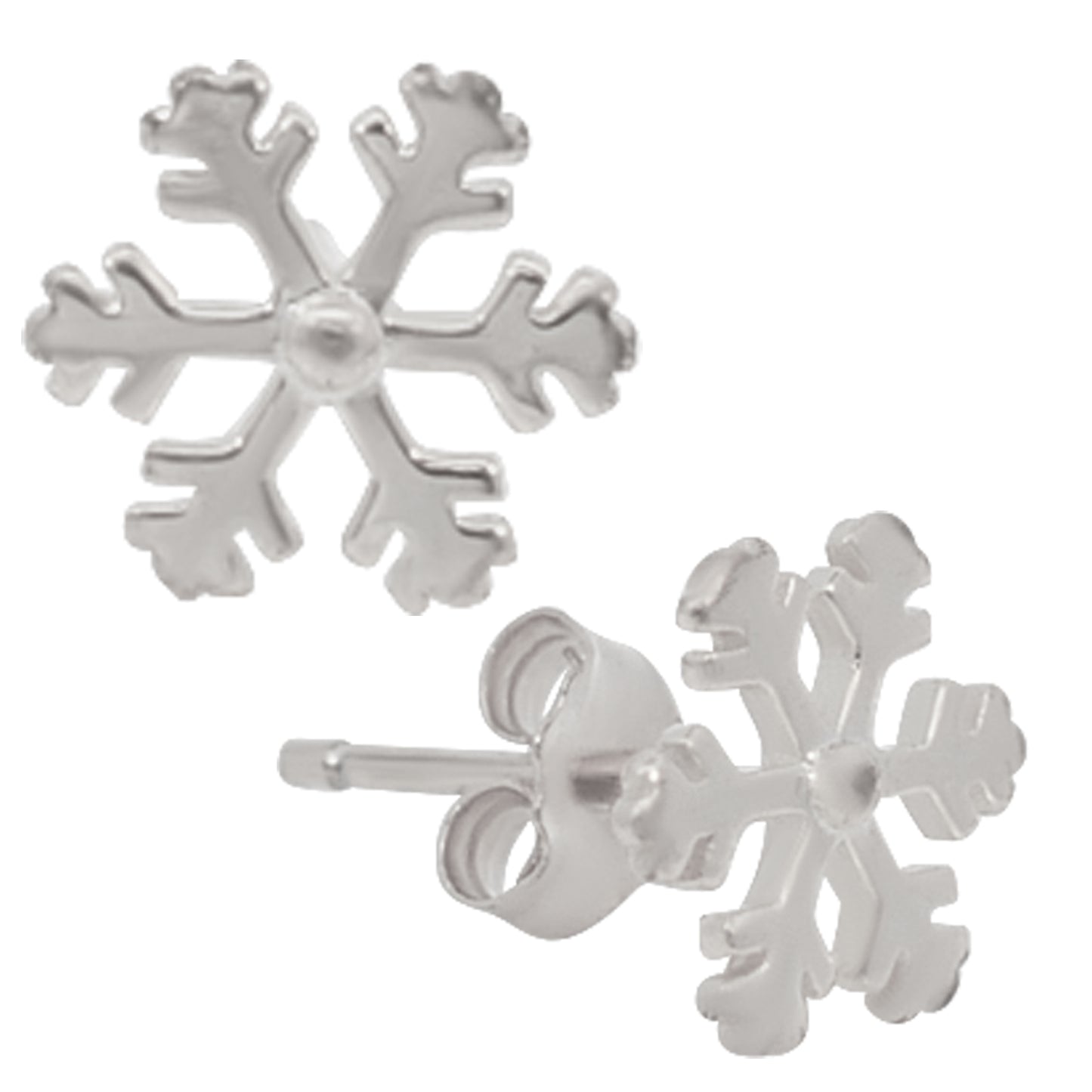 925 Sterling Silver Snowflakes Design Earrings Stud Push Backing