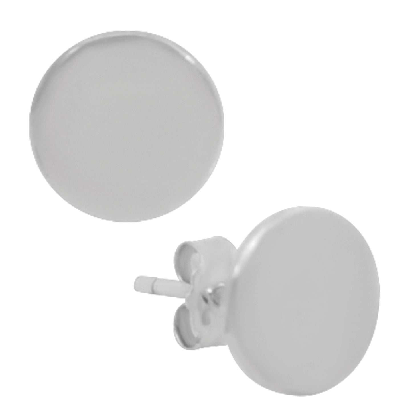 Minimalist Sterling Silver Earrings, Concave Round Shape, Plain Design, Stud Push Backing, Classic Jewelry