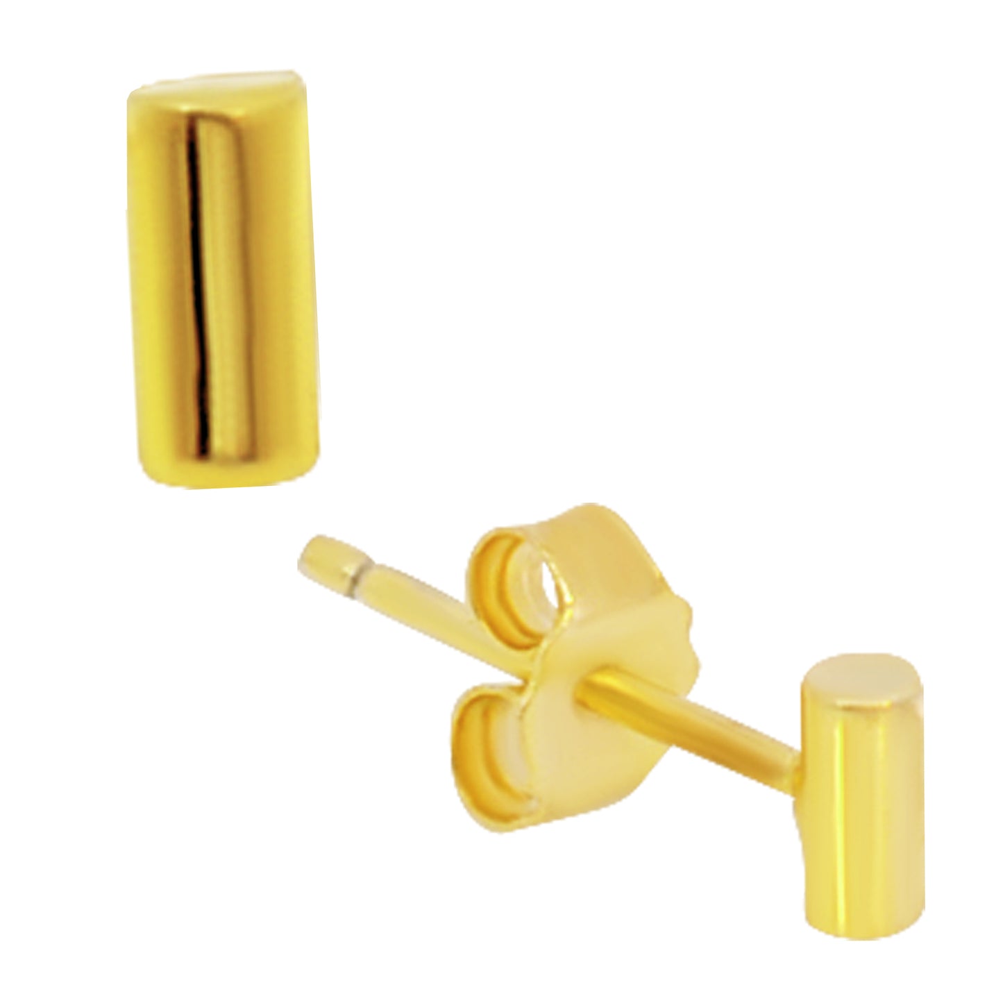 925 Sterling Silver Cylinder Shape Design Earrings Stud Push Backing