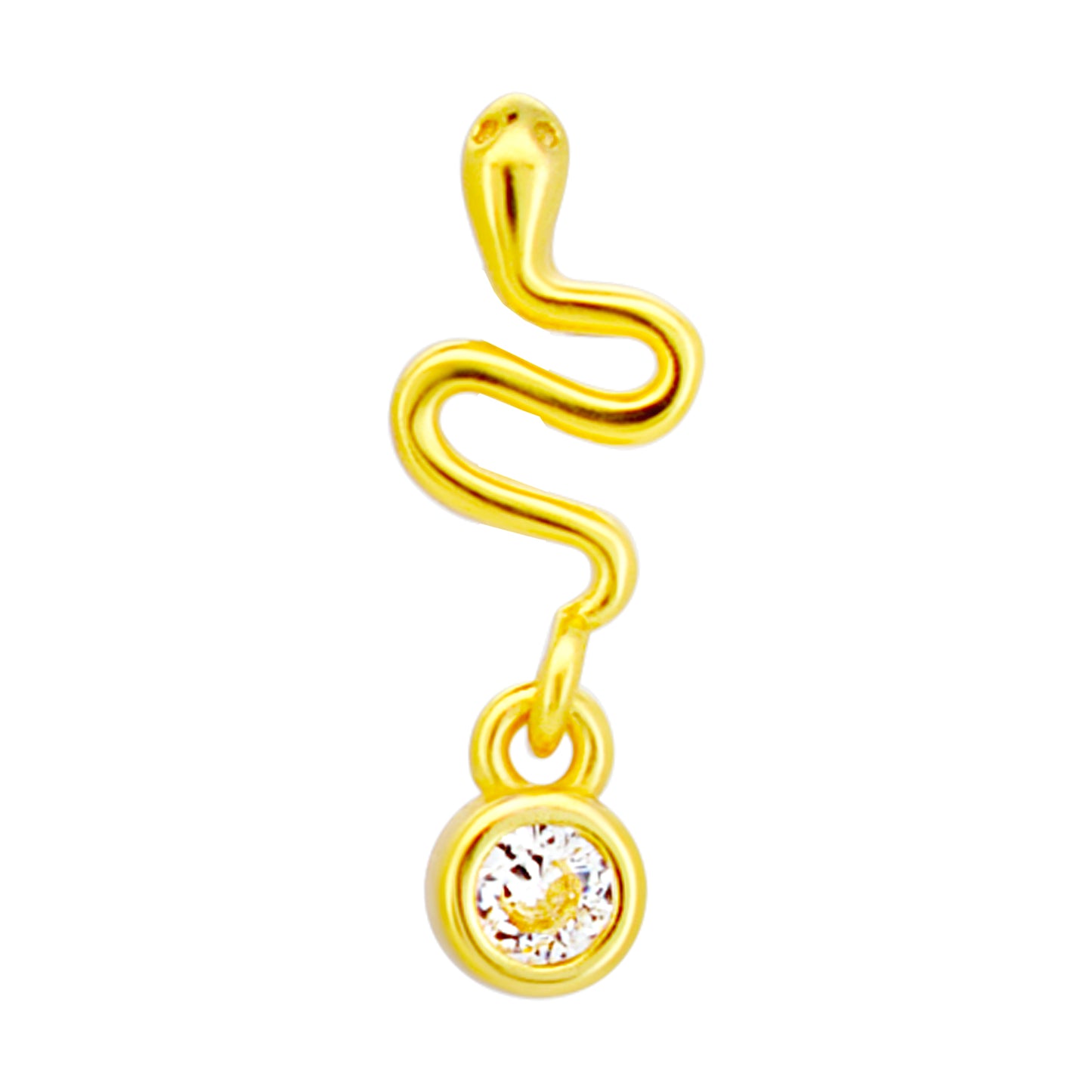 Sterling Silver Snake Dangling CZ L-Shaped Nose Ring