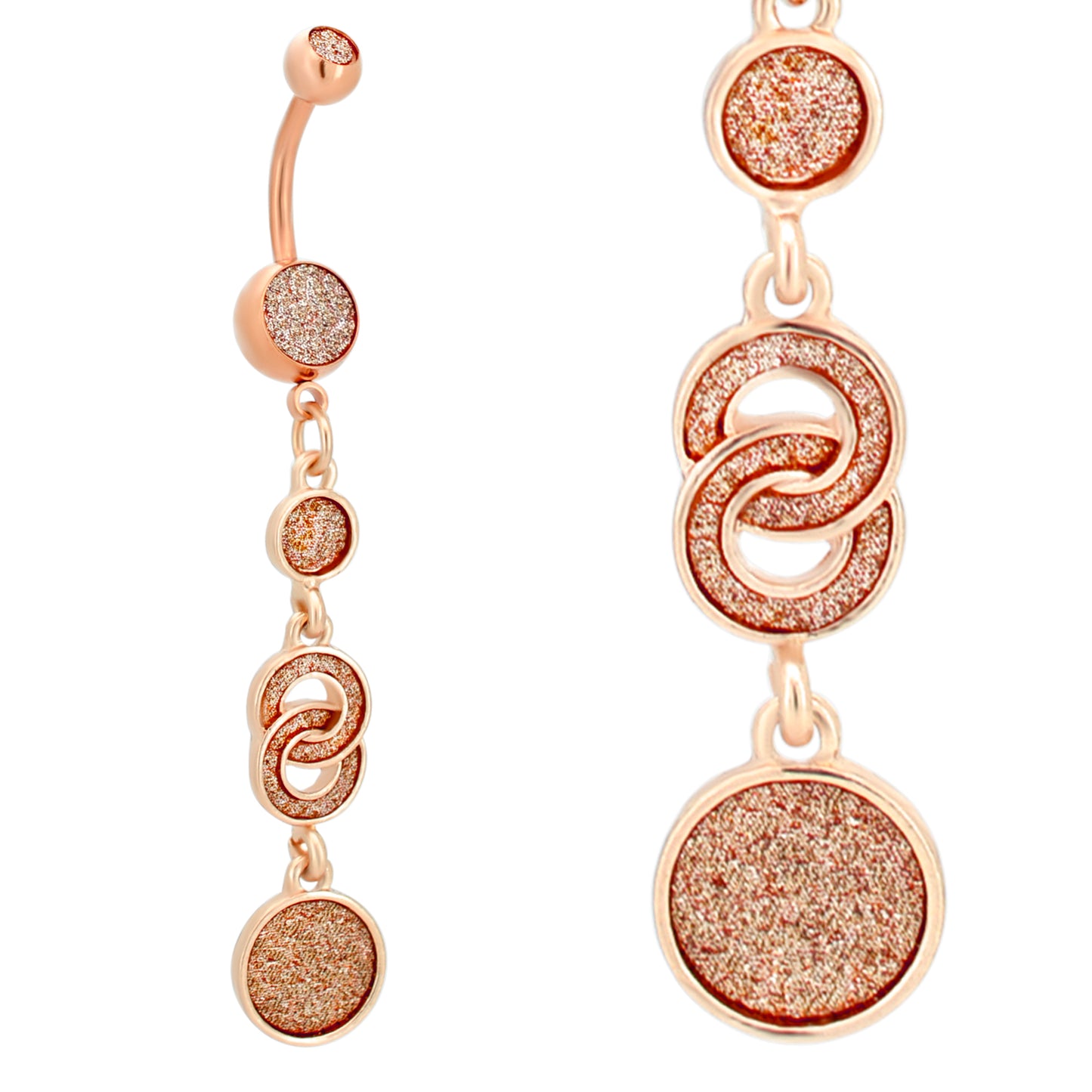 Dangling Infinity Round Belly Ring, Stainless Steel Sandpaper Design, Unique Body Jewelry, Navel Piercing