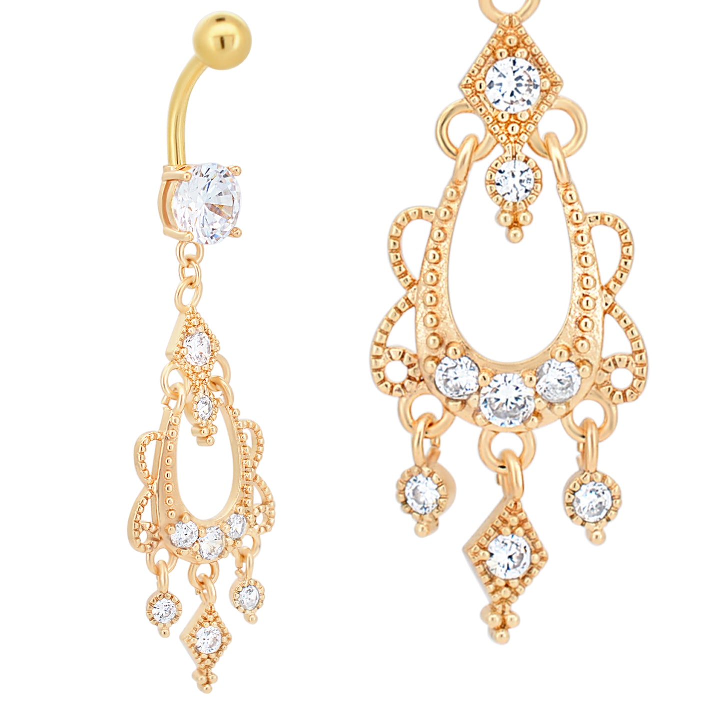 316L Stainless Steel Dangling Chandelier Design Belly Ring