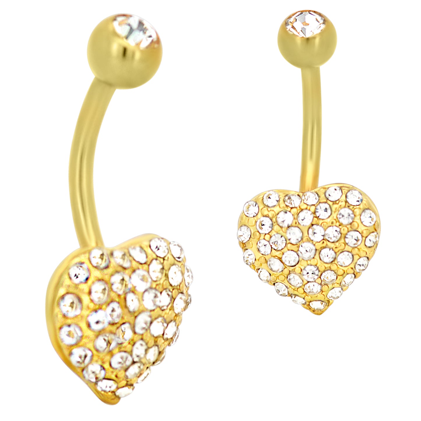 Heart Zircon Banana Belly Navel Ring, Stainless Steel Belly Button Jewelry, Cute Navel Piercing, Unique Gift