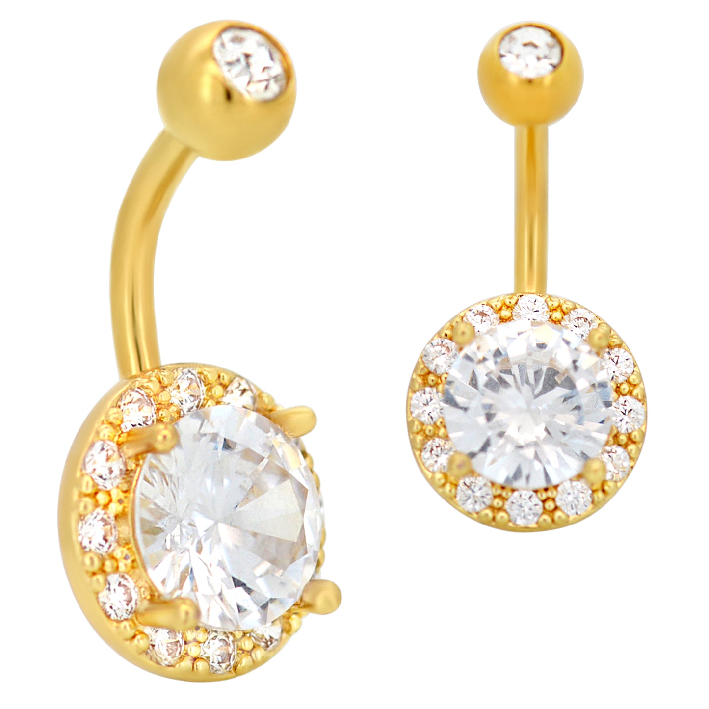 Round Prong Belly Button Ring, Zircon Stainless Steel Navel Ring, Banana Belly Piercing, Unique Body Jewelry, Gift Idea