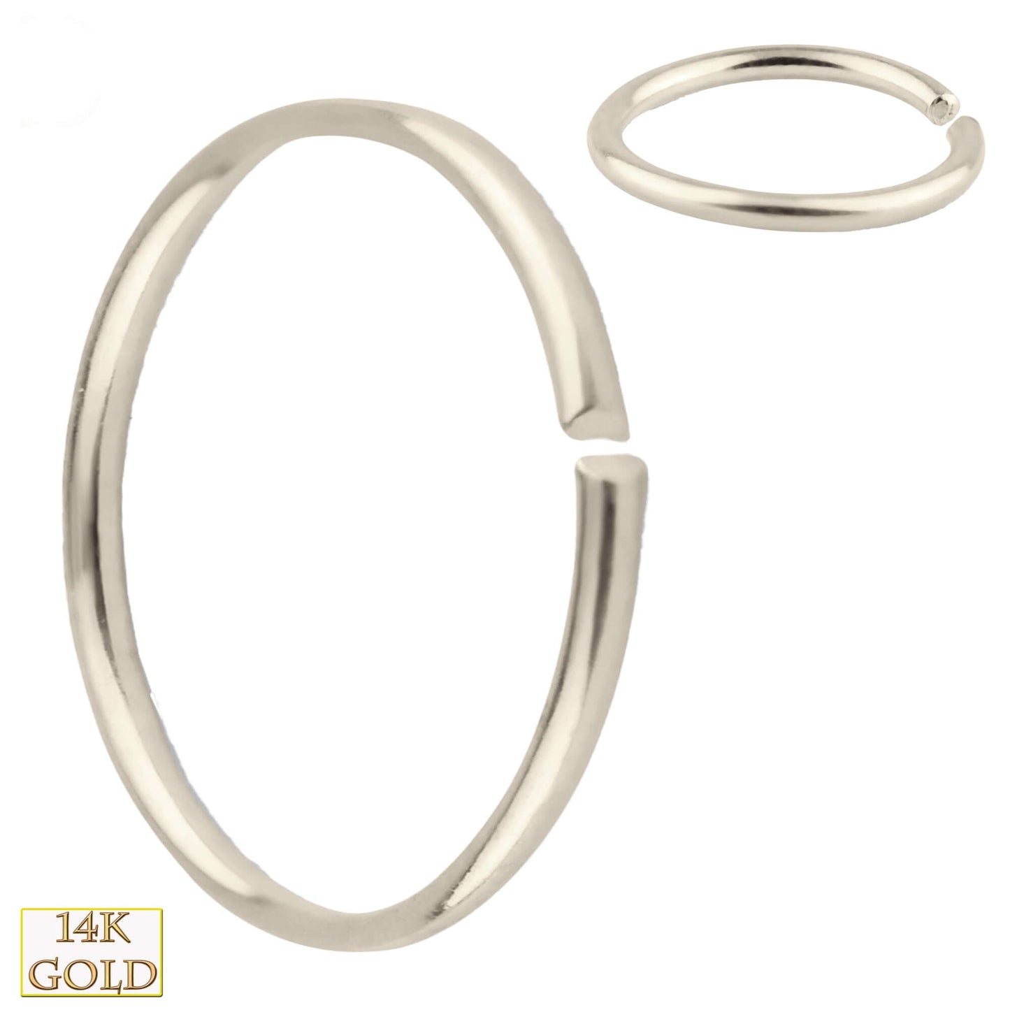 14k Solid Gold Seamless Continuous Ring Hoops Piercing, Minimalist Gold Ear Hoops, Dainty Piercing Jewelry, Statement Earrings, Sexy Jewelz, Los Angeles