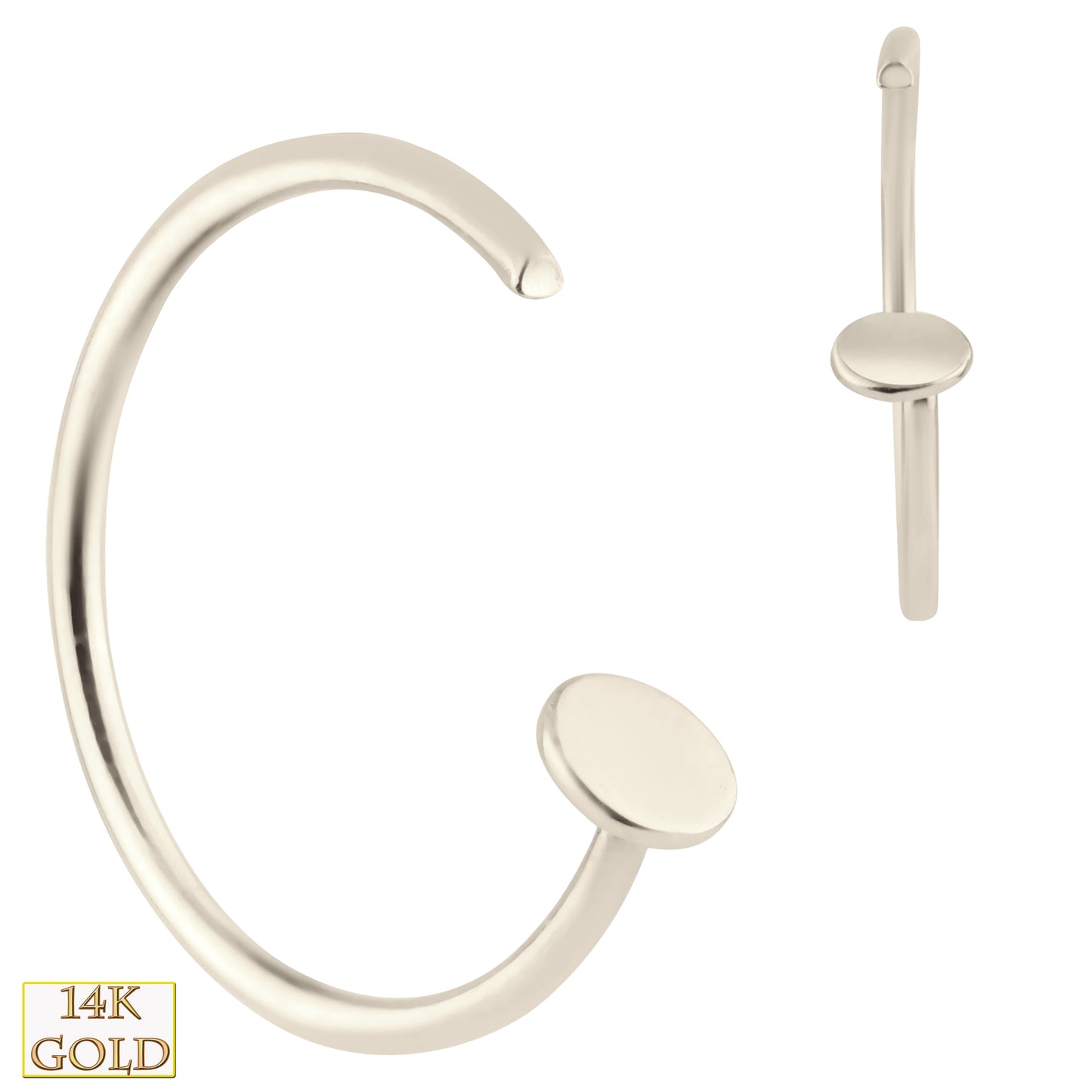 14k Solid Gold Halfmoon Hoop Piercing, Minimalist Earring, Unique Design, Handcrafted Jewelry, Sexy Jewelz, Los Angeles