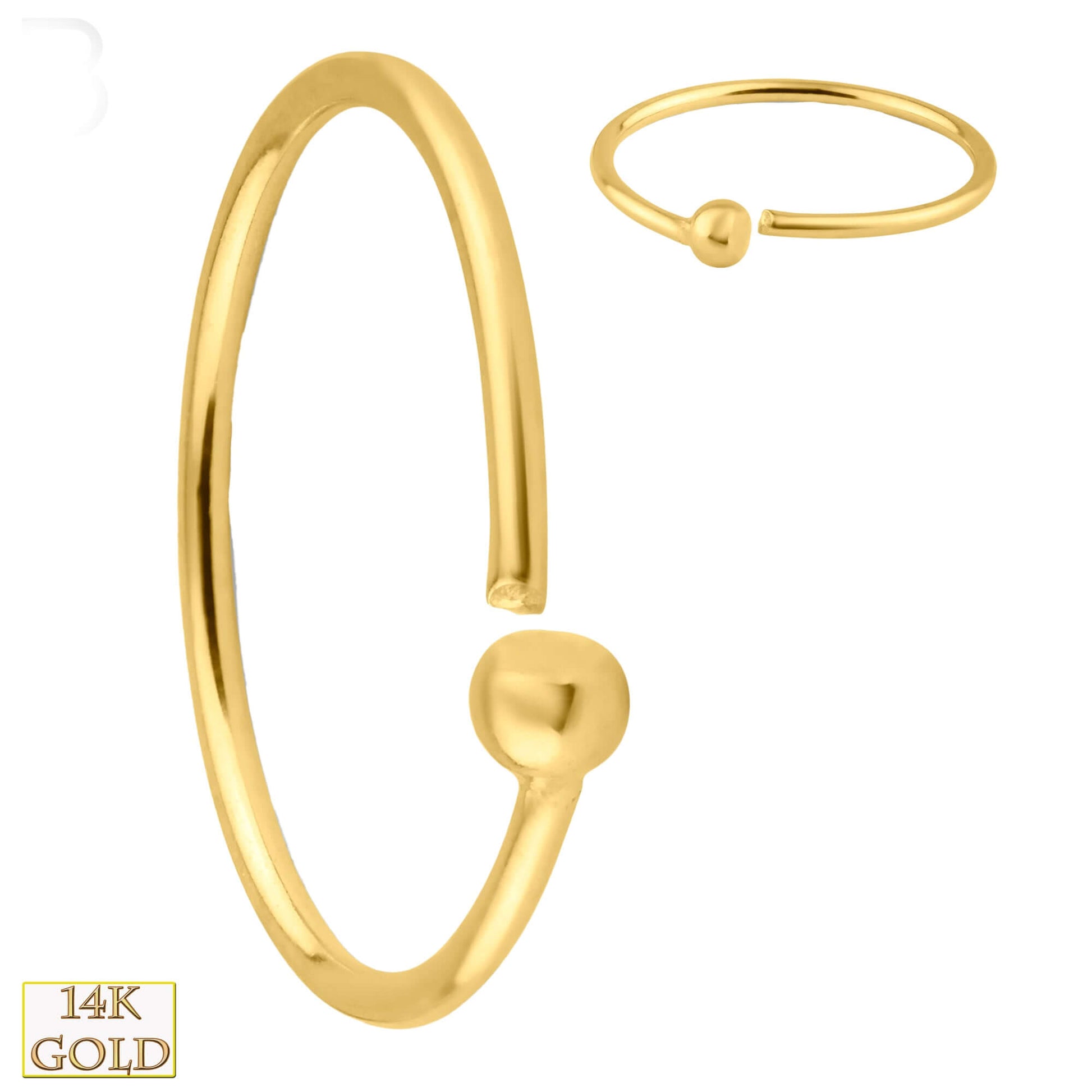 14k Solid Gold Fixed Bead Hoops Piercing, Twist to Open Earrings, Minimalist Jewelry, Sexy Jewelz, Los Angeles