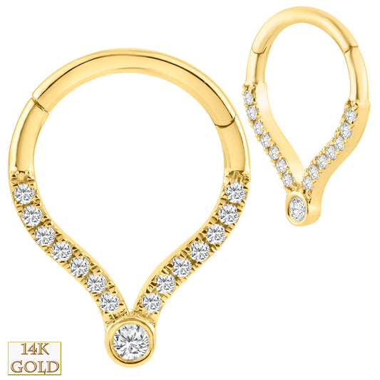 14k Solid Gold Hinged Hoops with Multi Zircon, Pear Shaped Earrings, Unique Jewelry, Gift for Her, Sexy Jewelz, Los Angeles