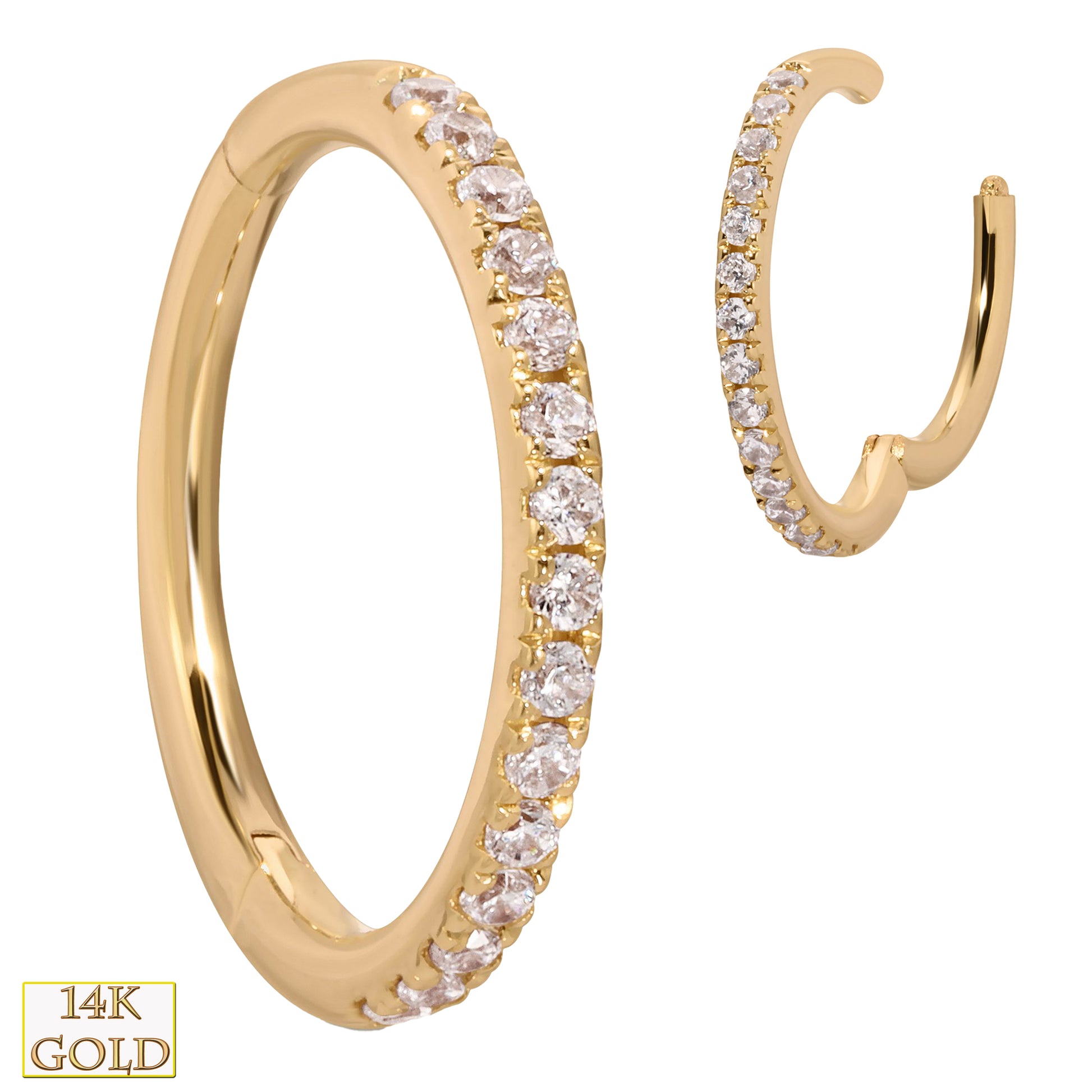 14K Solid Gold Multi Zircon Hinged Hoops, Dainty Gold Hoop Earrings, Zircon Hinged Earrings, Gold Hinged Hoop Earrings, Sexy Jewelz, Los Angeles