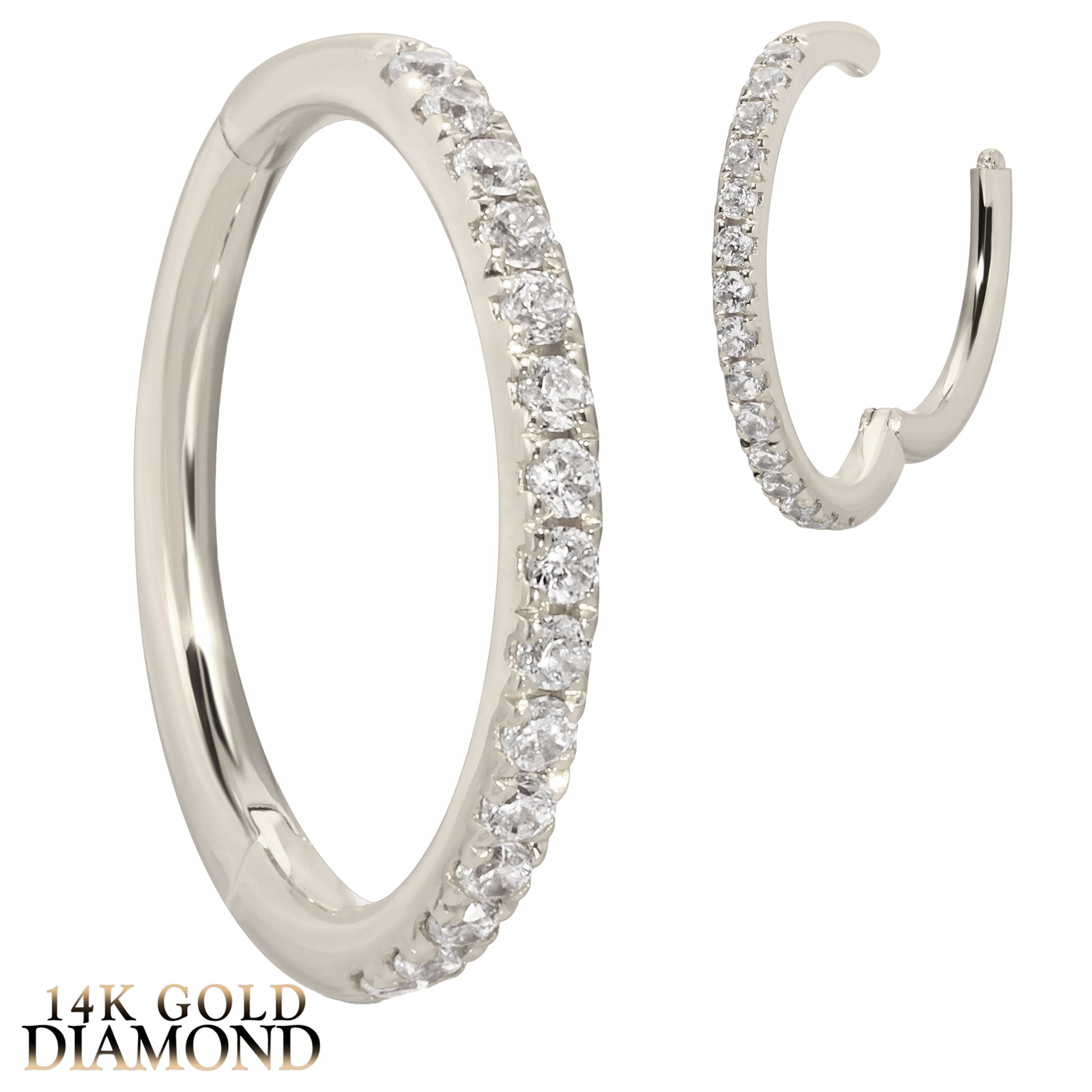 14K Solid Gold Hinged Hoop Earrings, G/Si1 - 0.45ct Natural Diamond Earrings, Elegant Hoops, Fine Jewelry | Sexy Jewelz | Los Angeles