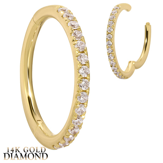 14K Solid Gold Hinged Hoop Earrings, G/Si1 - 0.45ct Natural Diamond Earrings, Elegant Hoops, Fine Jewelry | Sexy Jewelz | Los Angeles