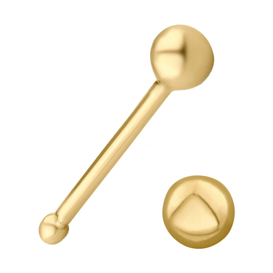 14k Solid Gold Nose Jewelry, Plain Ball 7mm, 22g Thickness Bar, Minimalist Nose Accessory, Sexy Jewelz , Los Angeles