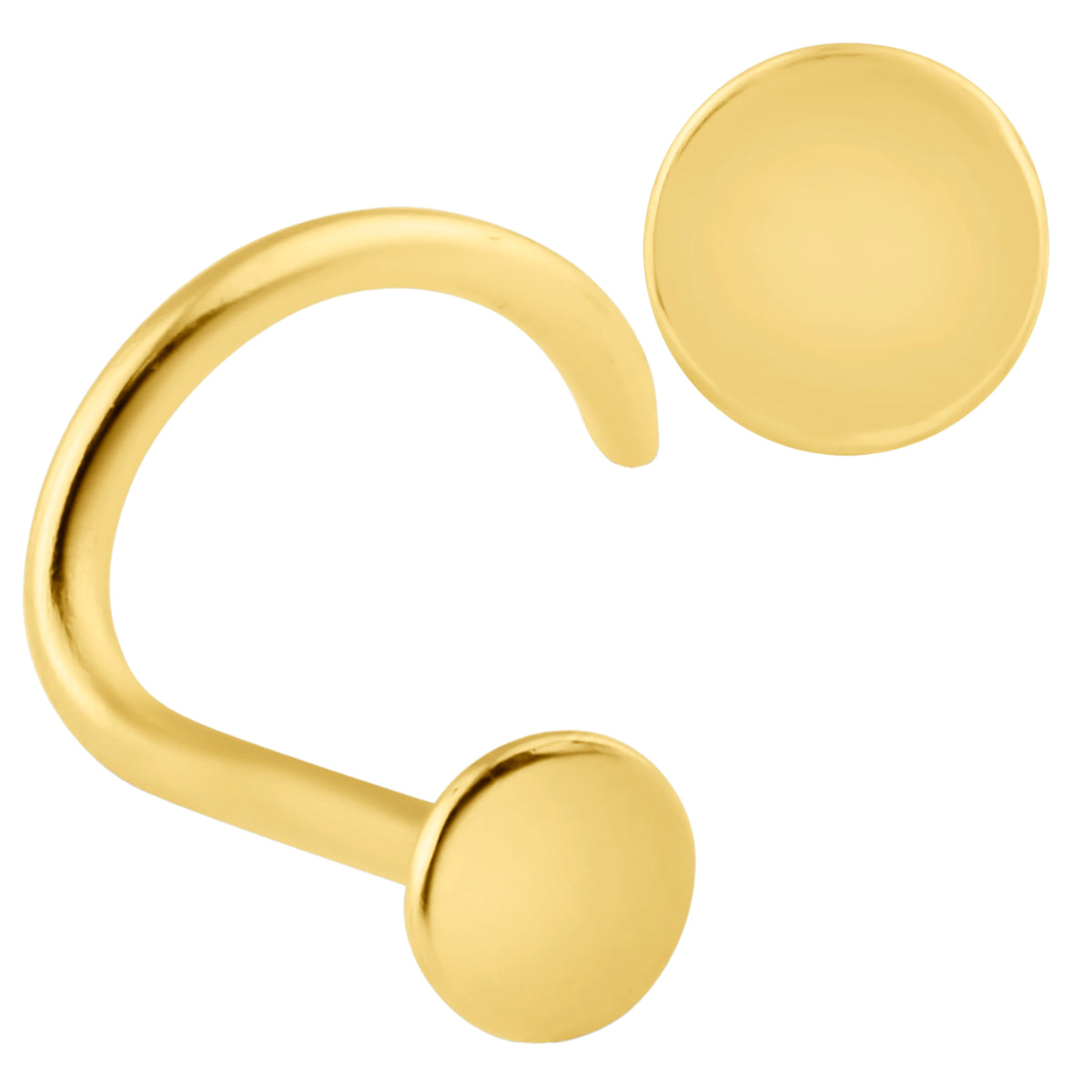 14k Yellow Gold 2mm Plain Disc Stud Nose Screw