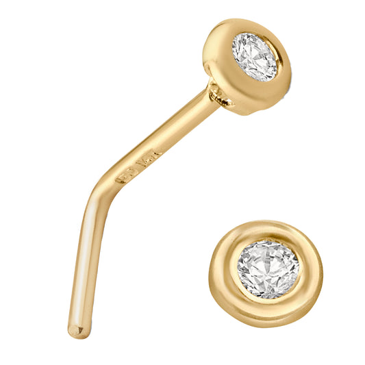 14k Solid Gold L-Shaped Bezel Prong Round