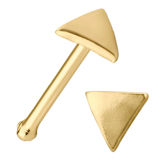 14k Solid Gold Nose Bone Triangle Design 7mm Bar - High-Quality Jewelry, Body Piercing, Unique Design, Sexy Jewelz, Los Angeles