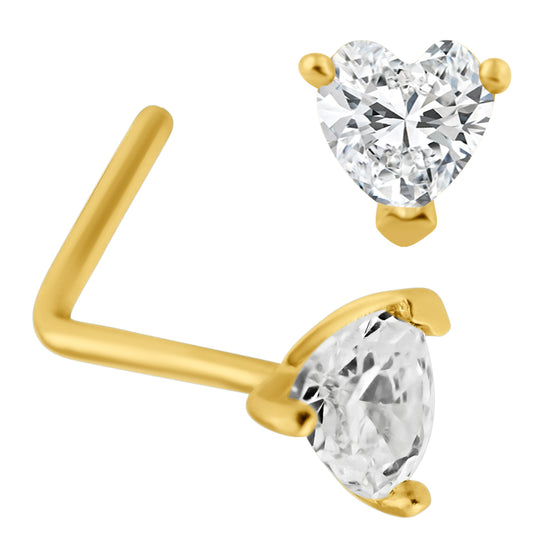 14k Yellow Gold Heart Shaped Cubic Zirconia in Prong Setting