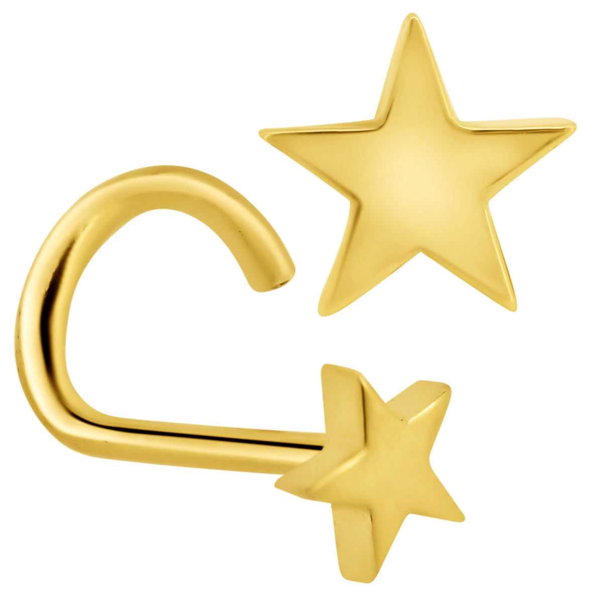 14k Yellow Gold Plain Star Nose Screw