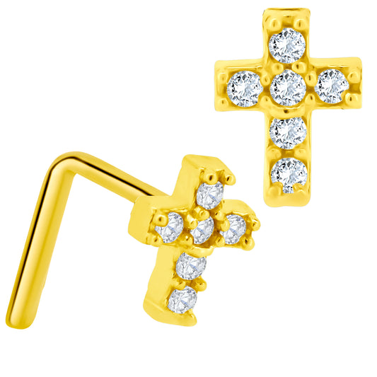 14k Yellow Gold Cross with Cubic Zirconia