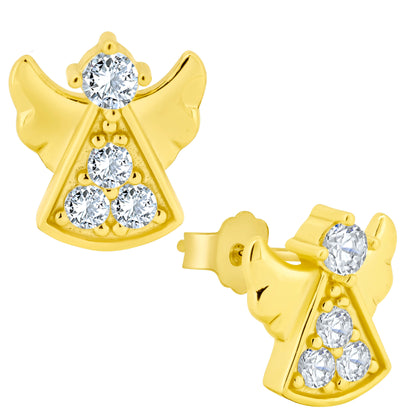Angel Design Cubic Zirconia Earrings, Sterling Silver Dangles, Push Backs, Glamorous Jewelry