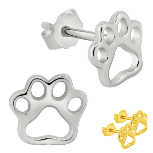 925 Sterling Silver Paw Design Earring Push Backing, Pet Lover Jewelry, Animal Lover Gift
