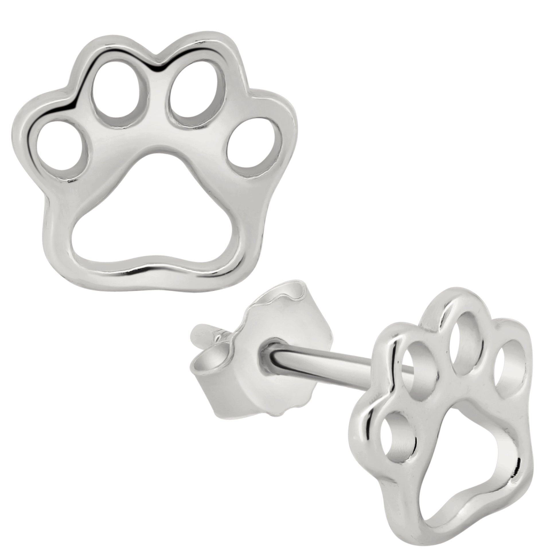 925 Sterling Silver Paw Design Earring Push Backing, Pet Lover Jewelry, Animal Lover Gift