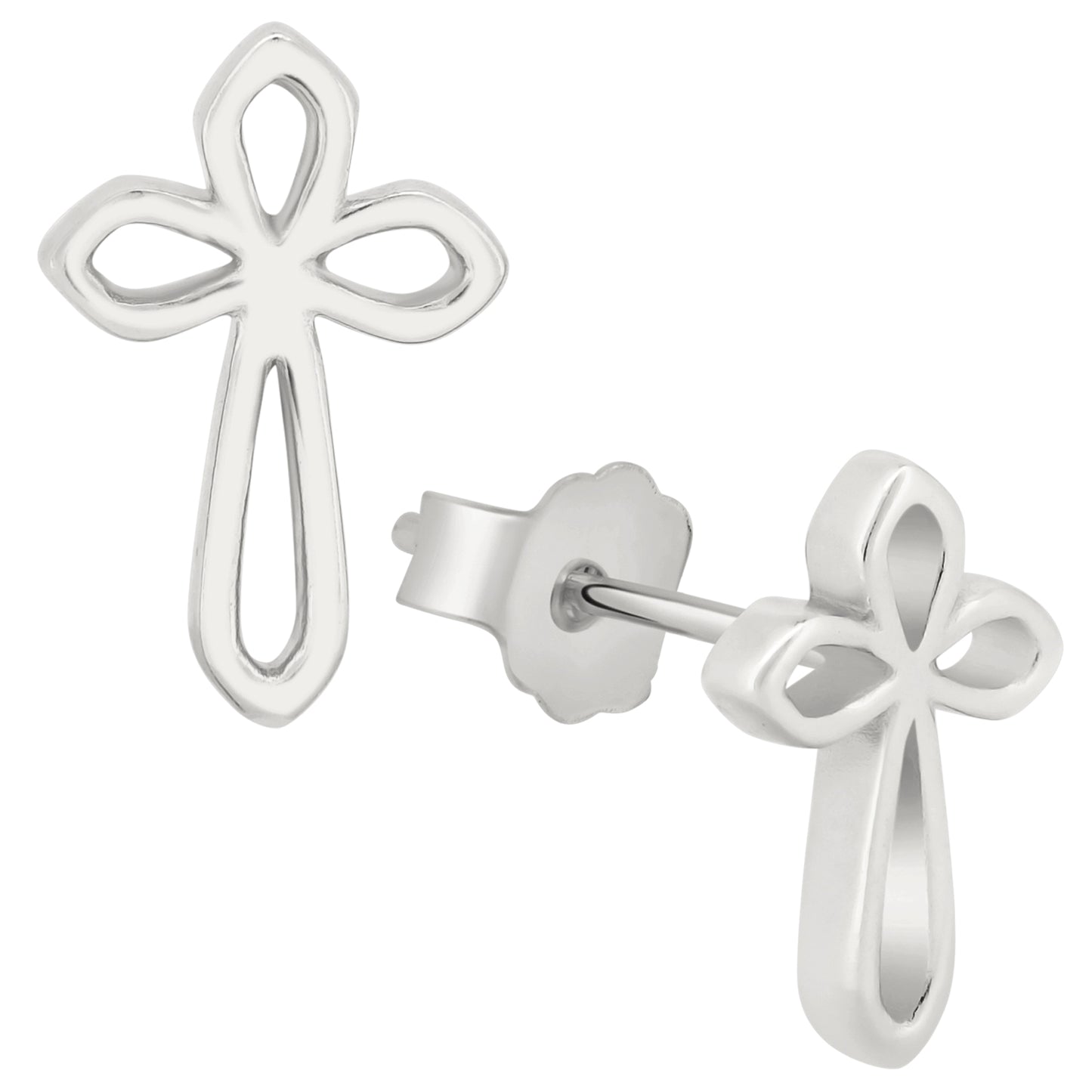 925 Sterling Silver Hollow Cross Earrings, Push Backing, Cross Design Jewelry, Religious Gift