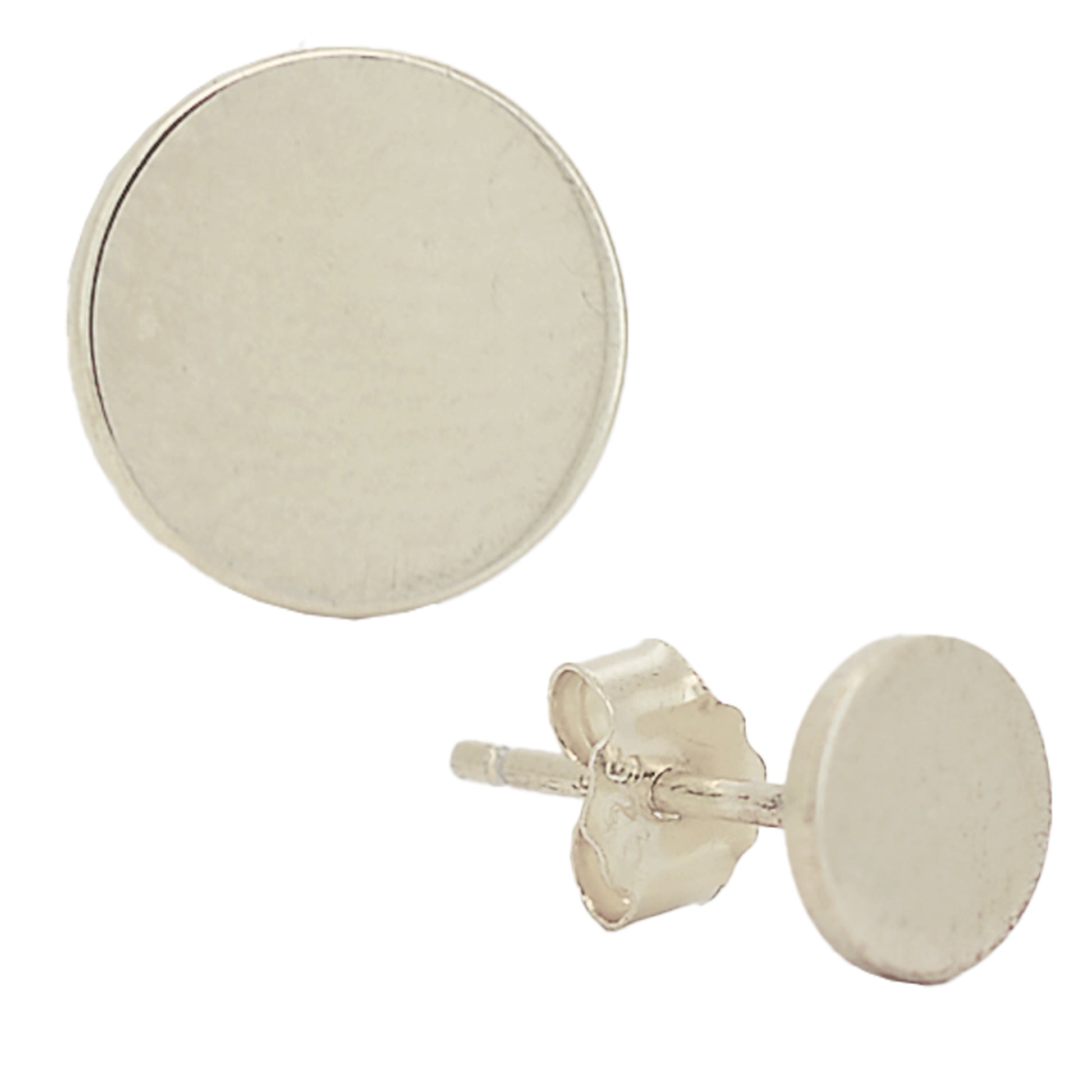 Minimalist Sterling Silver Earrings, Concave Round Shape, Plain Design, Stud Push Backing, Classic Jewelry