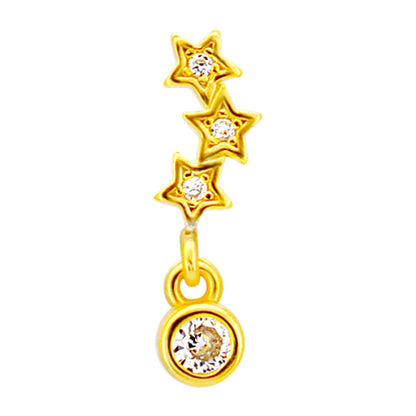Sterling Silver Three Star Constellation with Dangling CZ L-Shaped Nose Ring