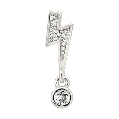 Sterling Silver Lightning Bolt with Dangling CZ L-Shaped Nose Ring