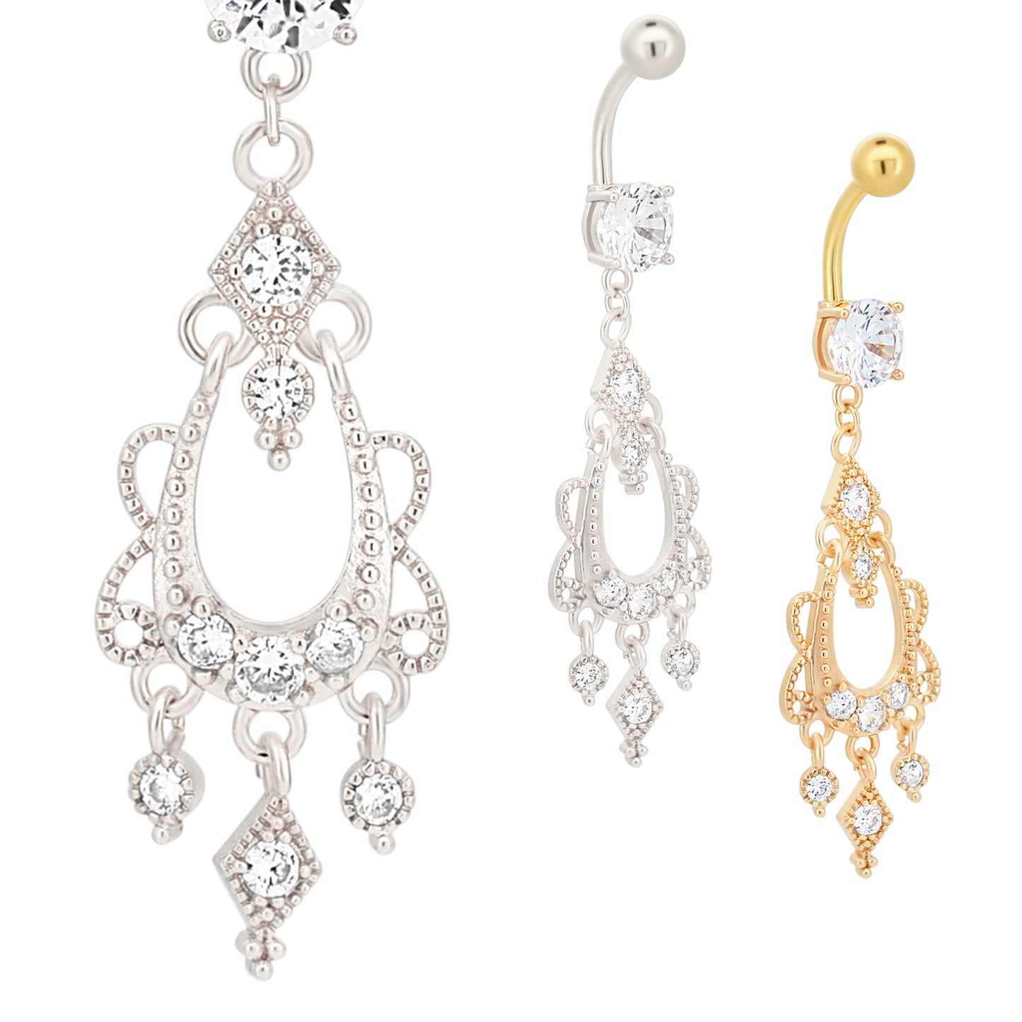 316L Stainless Steel Dangling Chandelier Design Belly Ring