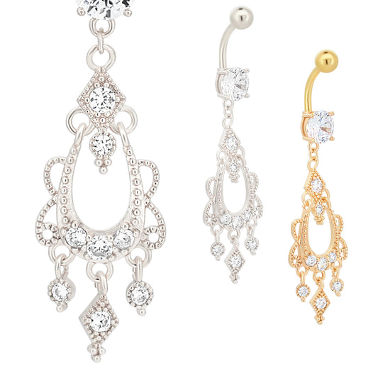 316L Stainless Steel Dangling Chandelier Design Belly Ring