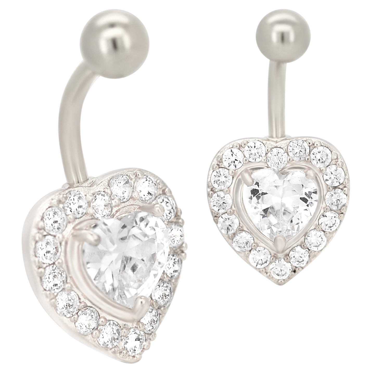 Stainless Steel Heart Zircon Belly Navel Ring, Banana Barbell Piercing, Sparkling Dangle Jewelry, Gift for Women