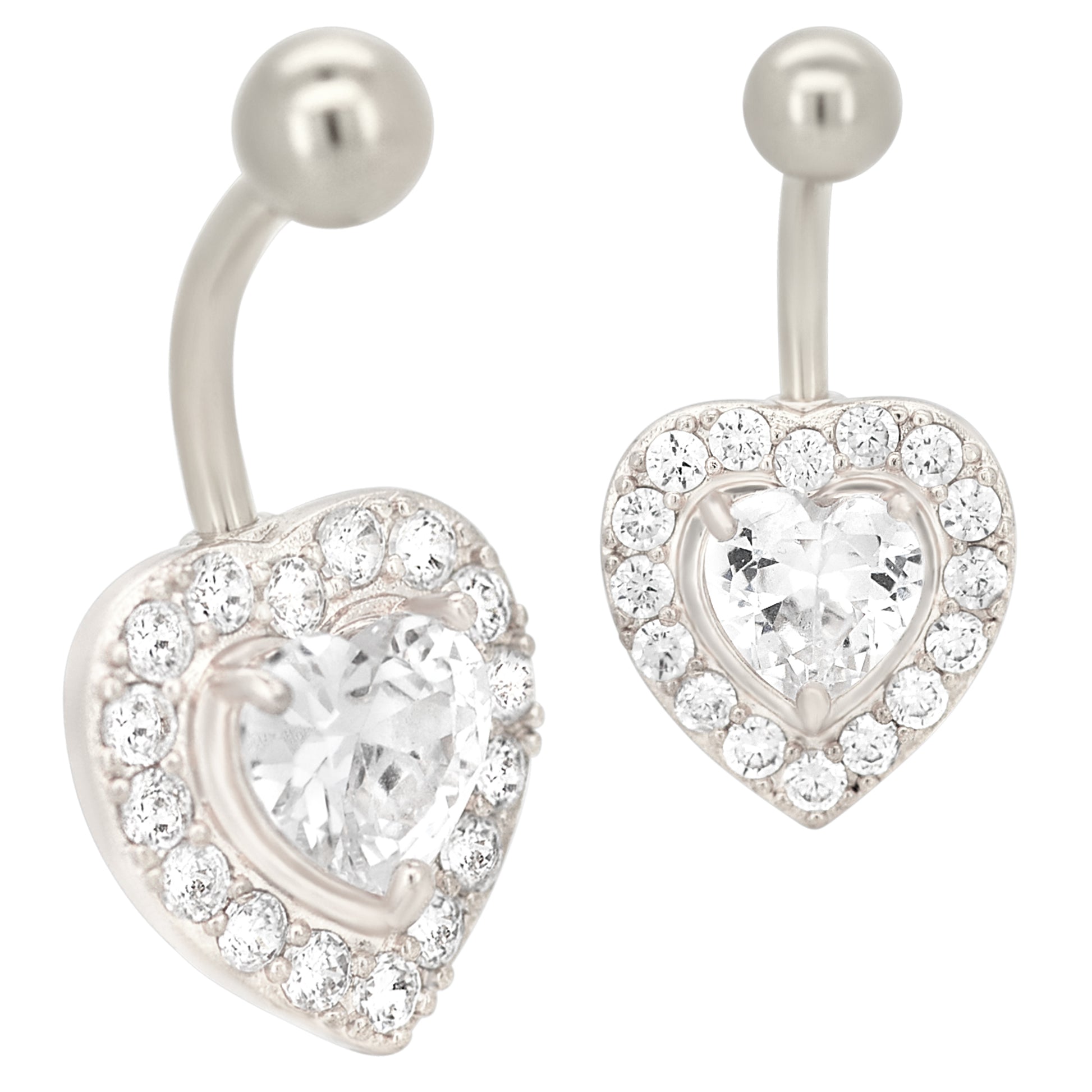 Stainless Steel Heart Zircon Belly Navel Ring, Banana Barbell Piercing, Sparkling Dangle Jewelry, Gift for Women