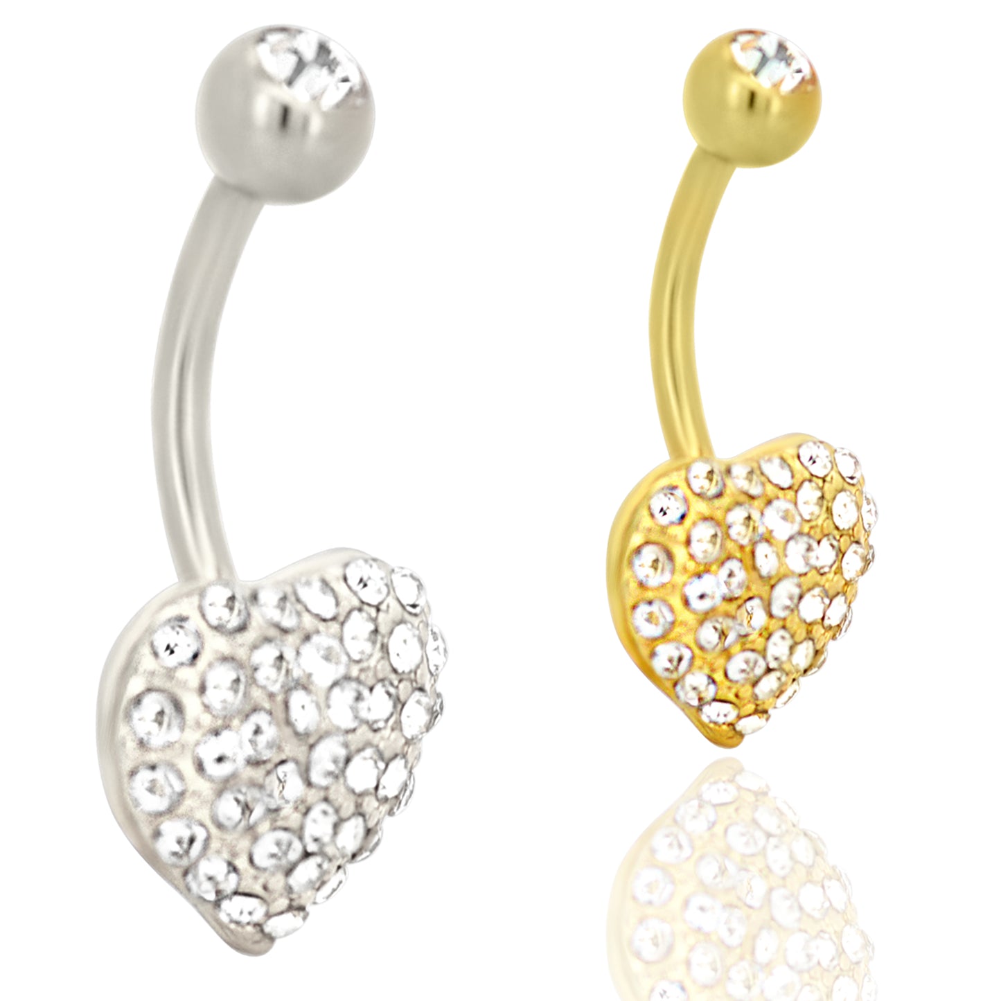 Heart Zircon Banana Belly Navel Ring, Stainless Steel Belly Button Jewelry, Cute Navel Piercing, Unique Gift