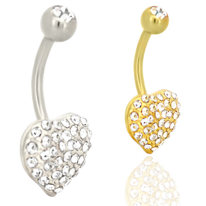 Heart Zircon Banana Belly Navel Ring, Stainless Steel Belly Button Jewelry, Cute Navel Piercing, Unique Gift