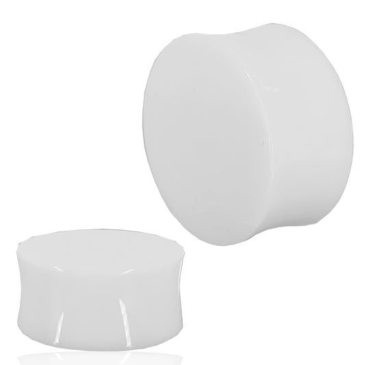 White Acrylic Double Flare Plugs | Gauges, Sleek and Modern Body Jewelry, Hollow Ear Tunnels for Stretching, Ear Piercing Trend, Sexy Jewelz, Los Angeles